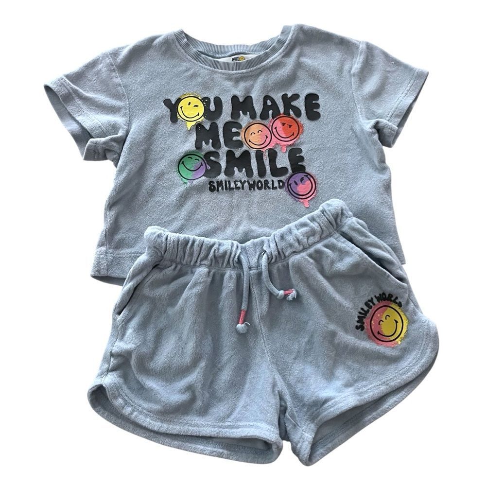 H&M X Smiley World Terry Cloth Shorts Set